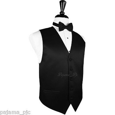 Men's Vest Waistcoat And Butterfly Bow Tie Suit Or Tuxedo Wedding Party Black