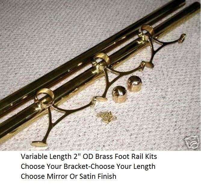 Brass Bar Foot Rail Kits 2" - Choose Finish- Bracket- Rail Length-2ft Thru 9ft