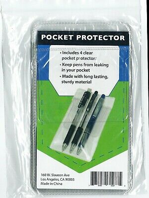 Pocket Protectors Package Of Four (4) Clear Transparent Brand New Free Shipping