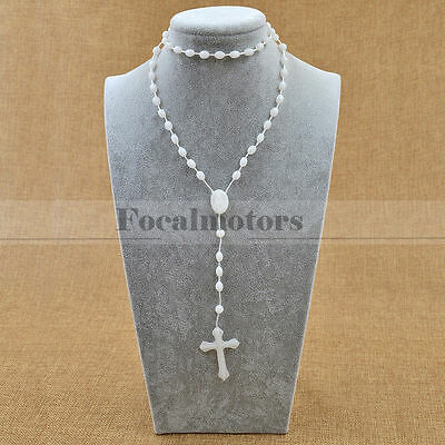 Glow In The Dark Green Prayer Beads Rosary Crucifix Necklace Plastic New Hot