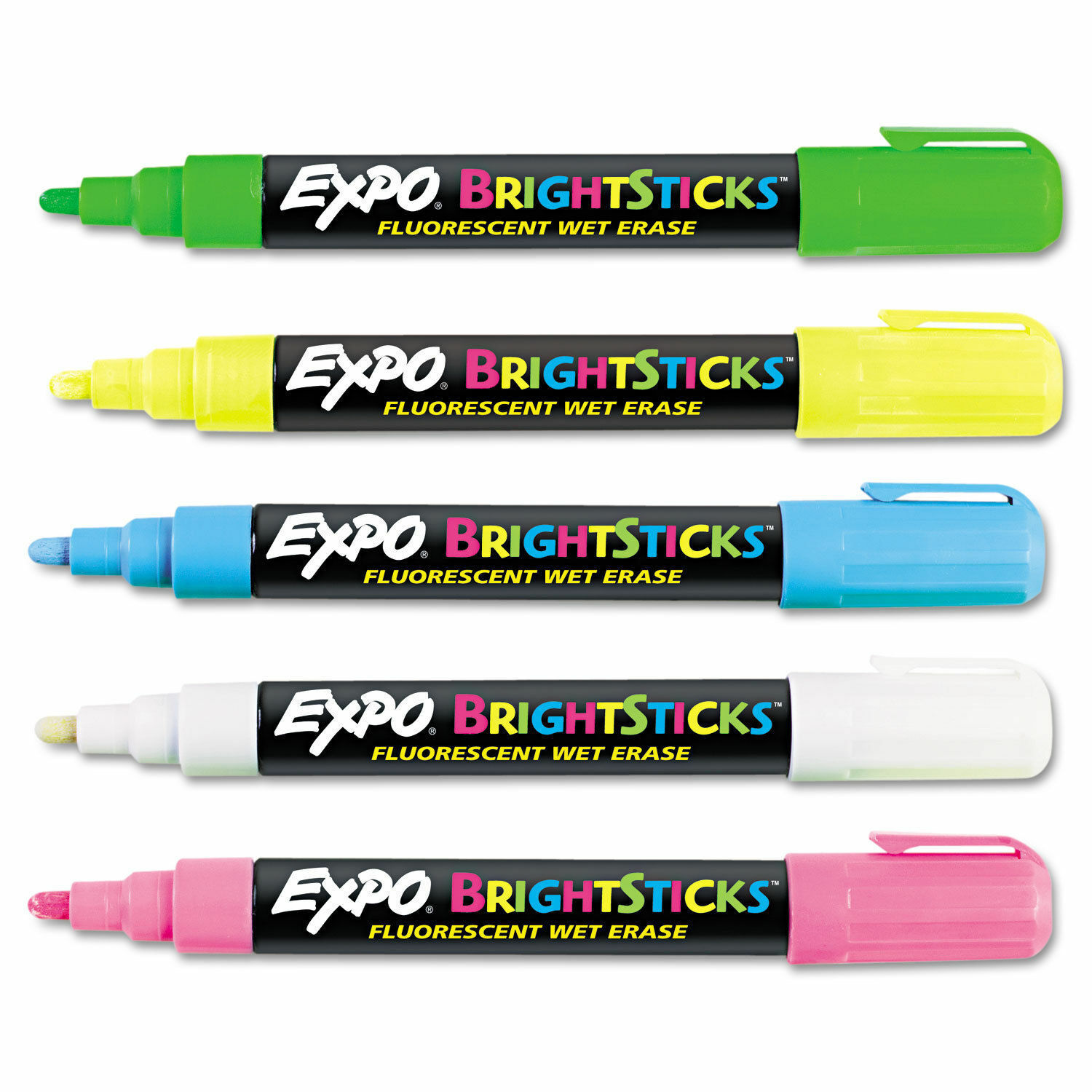 1 Pack - Expo - Bright Sticks Fluorescent Wet Eraser Markers - 5 Colors - New