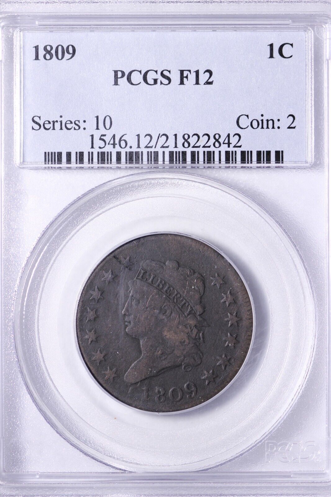 1809 Classic Head Large Cent Pcgs F12 Super Tough Date!! Free Shipping Occlm